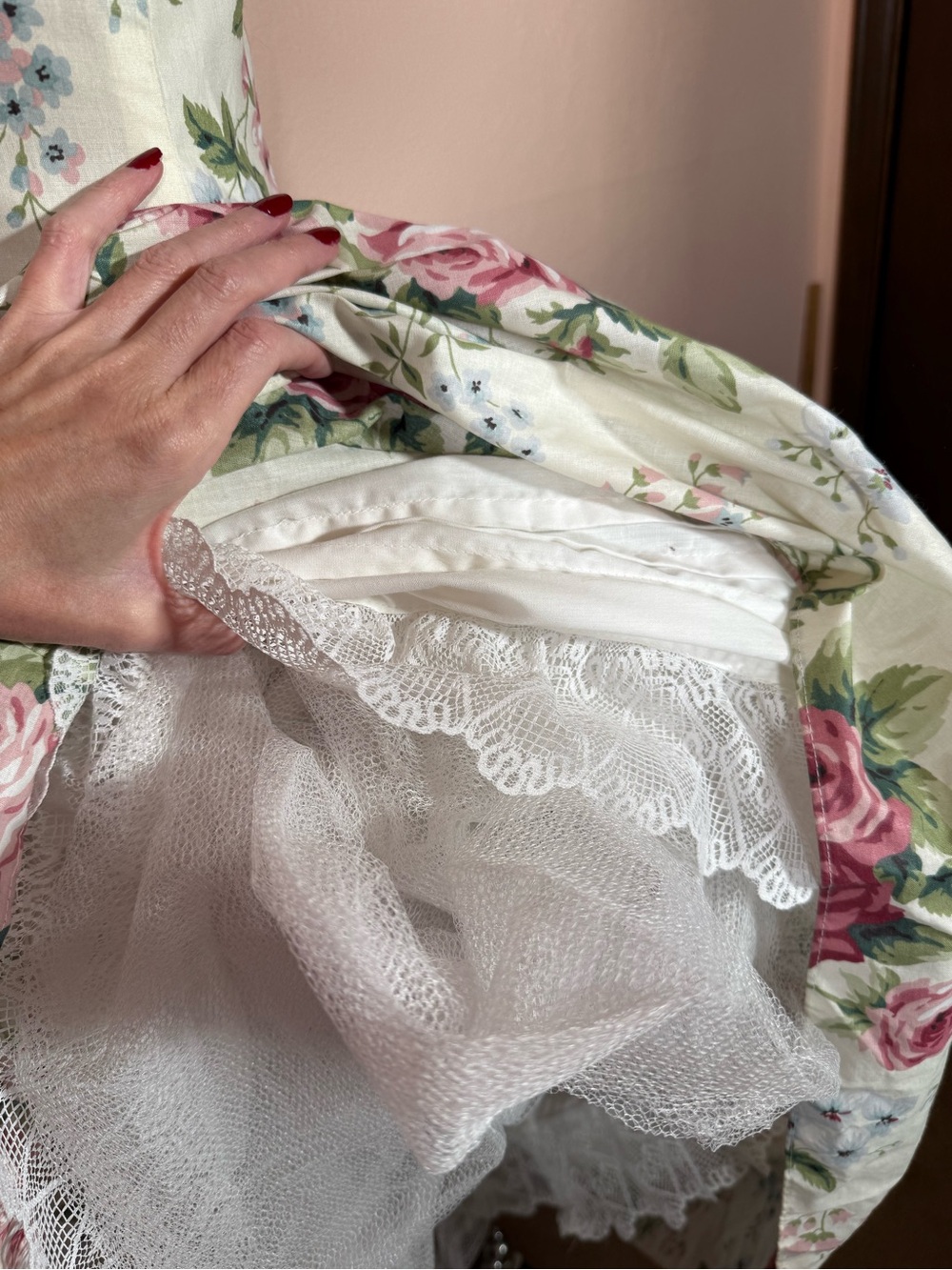 Vintage Loralie original rose floral full skirt Victorian tea dress medium - Picture 9 of 16